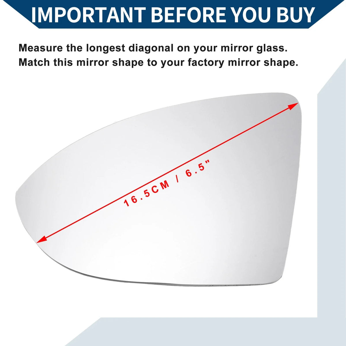Heated Left Side Mirror Glass for Volkswagen Golf Sportsvan (2014–2020)