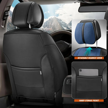 Set of 2 Universal Seat Covers for Cars (1st & 2nd Row) - Blue