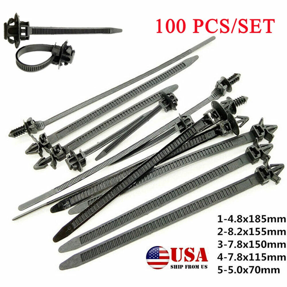 100 PCS Cable Ties for Mixed Cars (Universal)