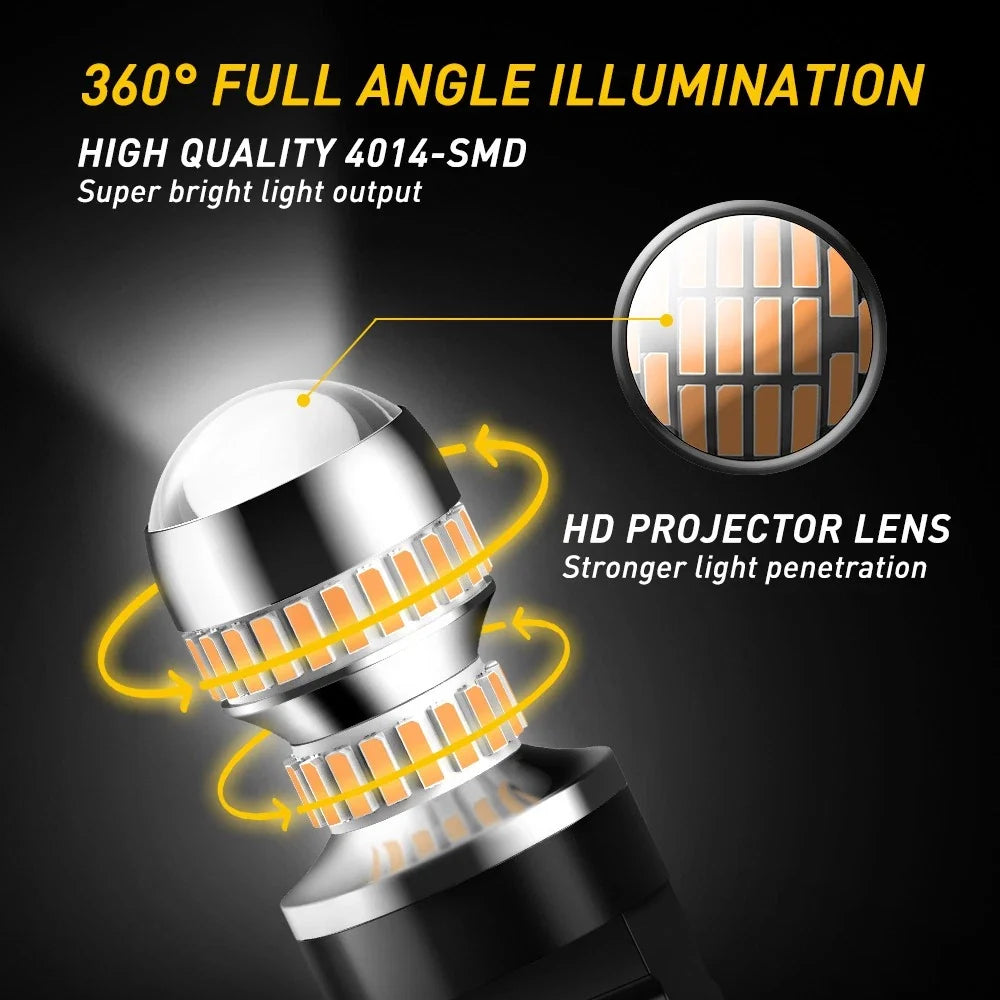 Set of 2 AUXITO Amber 3000K 3157 LED Turn Signal Bulbs for