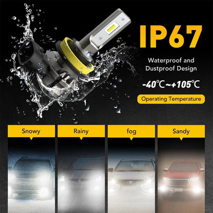 Set of 2 AUXITO H8 H11 H16 Fog Light LED Bulbs 3000LM 6500K for