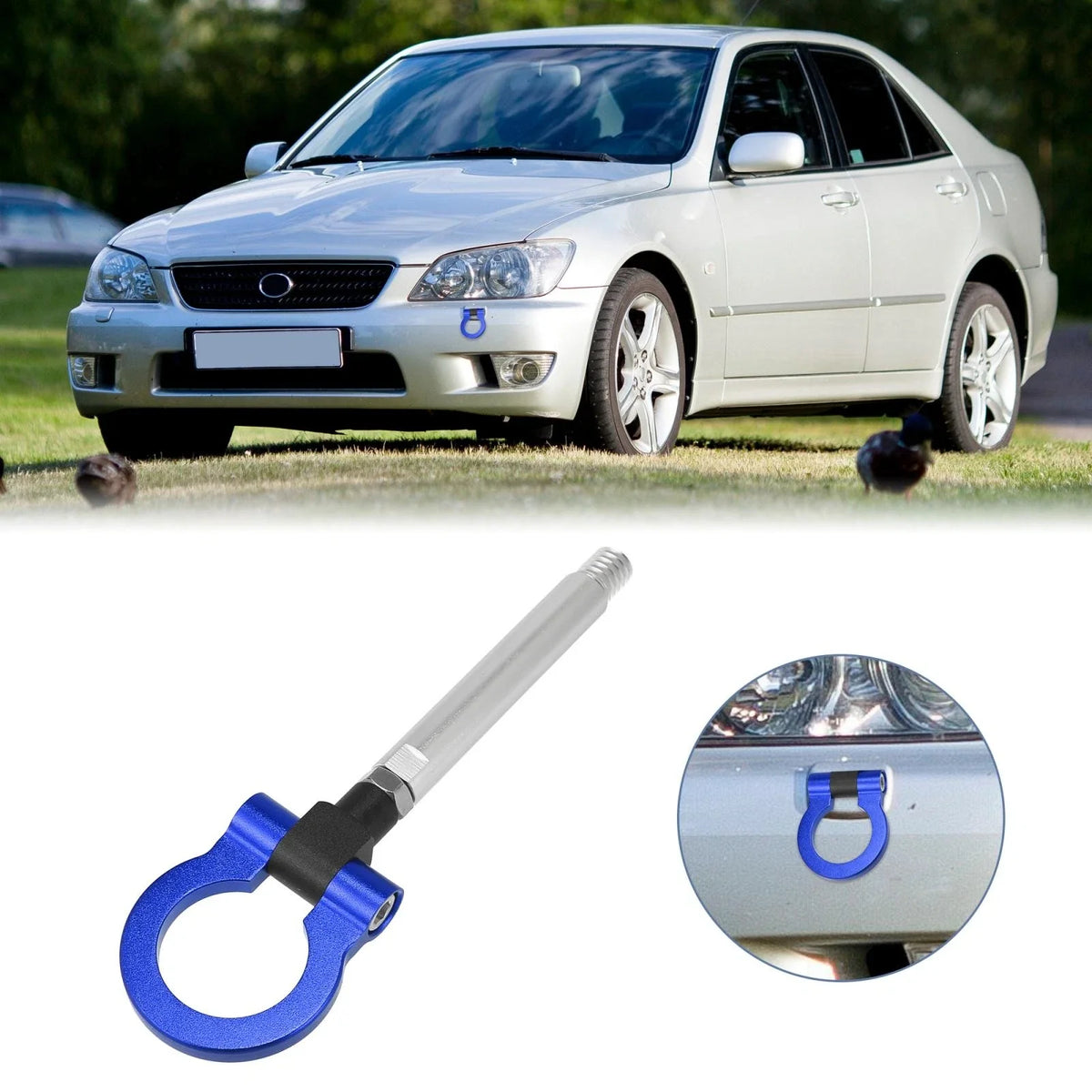 Tow Hook Screw Set of 2 for Lexus IS IS250 (2006–2013) Blue Aluminum Alloy
