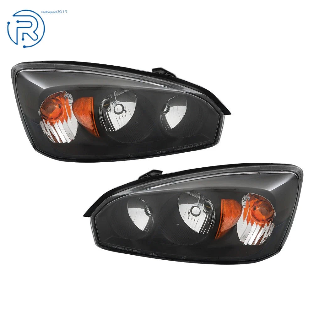 Pair of Black Housing Replacement Headlights for Chevy Malibu (2004–2008)