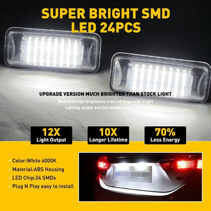 LED License Plate Lights for Subaru Forester Impreza WRX STI XV Crosstrek Legacy (2010–2023)