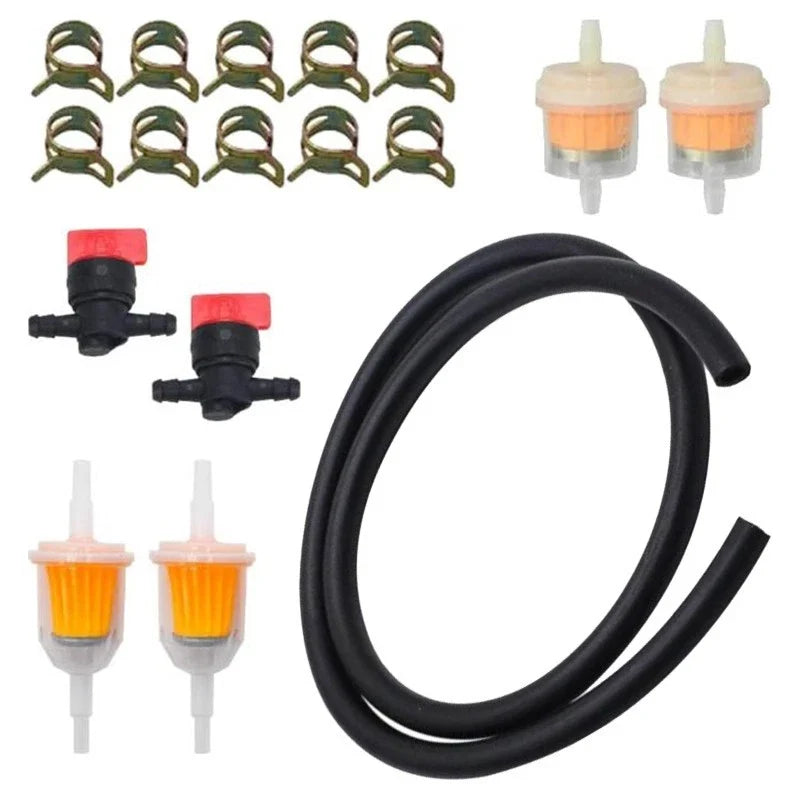 Carburetor Components Set for - Fuel Line, 4 Filters, Shutoff Valves