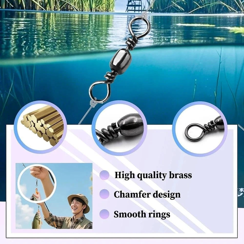 50Pcs Barrel Swivels for Fishing Tackle