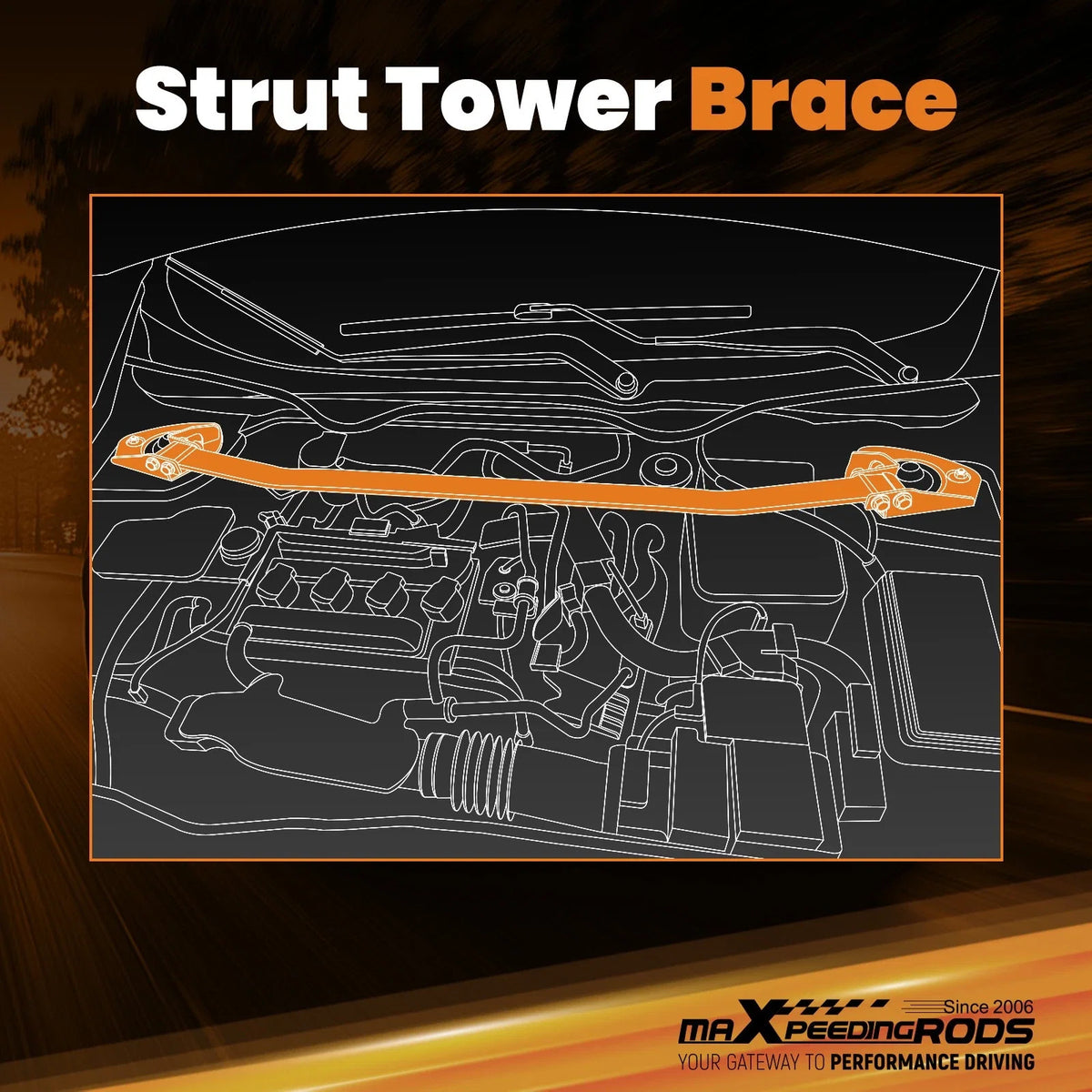 Adjustable Front Strut Bar Tower Brace for Honda Civic DX/LX/EX (2006–2011)
