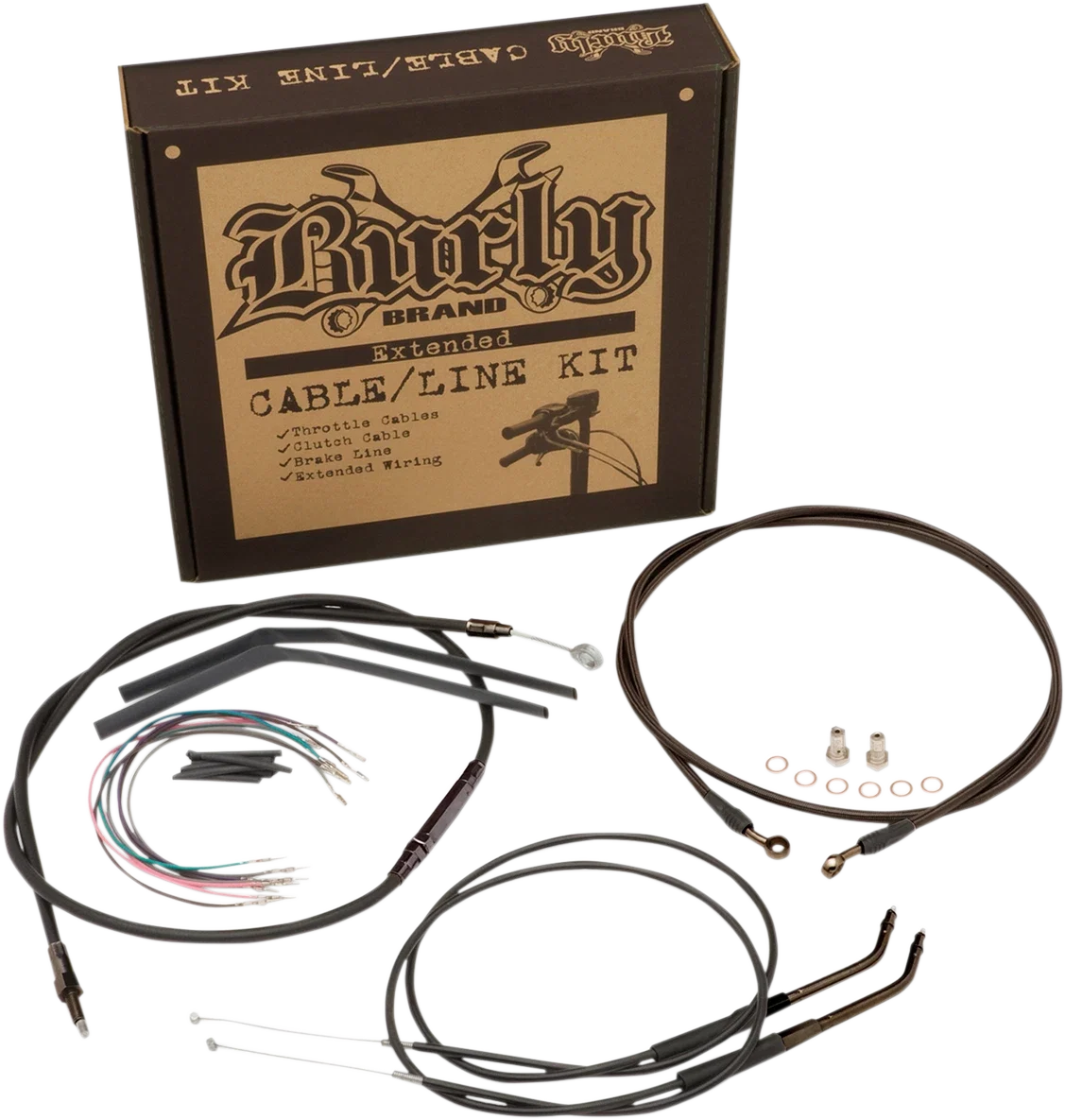Burly Brand Jail Bar Cable Kit for Harley FXD (2007–2011) - 14" Black Vinyl
