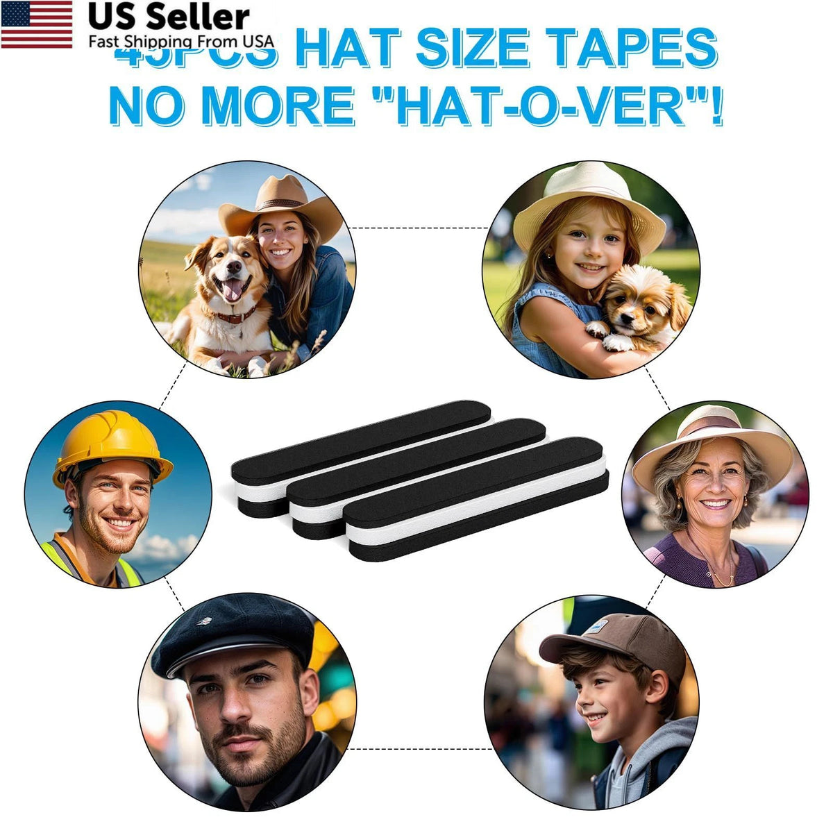 Pack of 45 Hat Size 0.2 inches, 0.12 Black and White