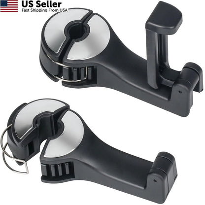 2X Car Headrest Hidden Hook for Universal Fit (2010–2023) - Silver