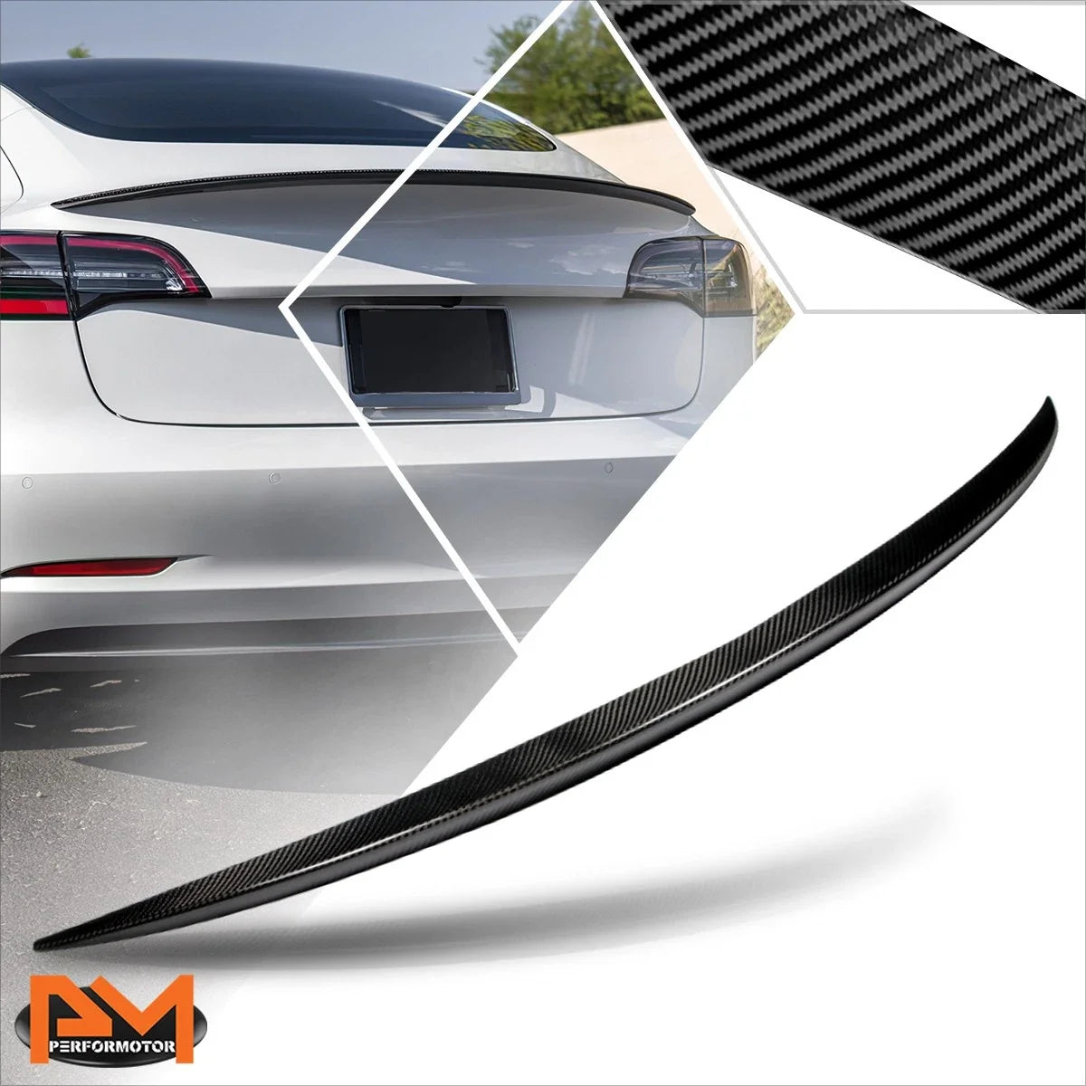 Carbon Fiber Duck Bill Rear Trunk Lid Spoiler for Tesla Model 3 (2017–2022)