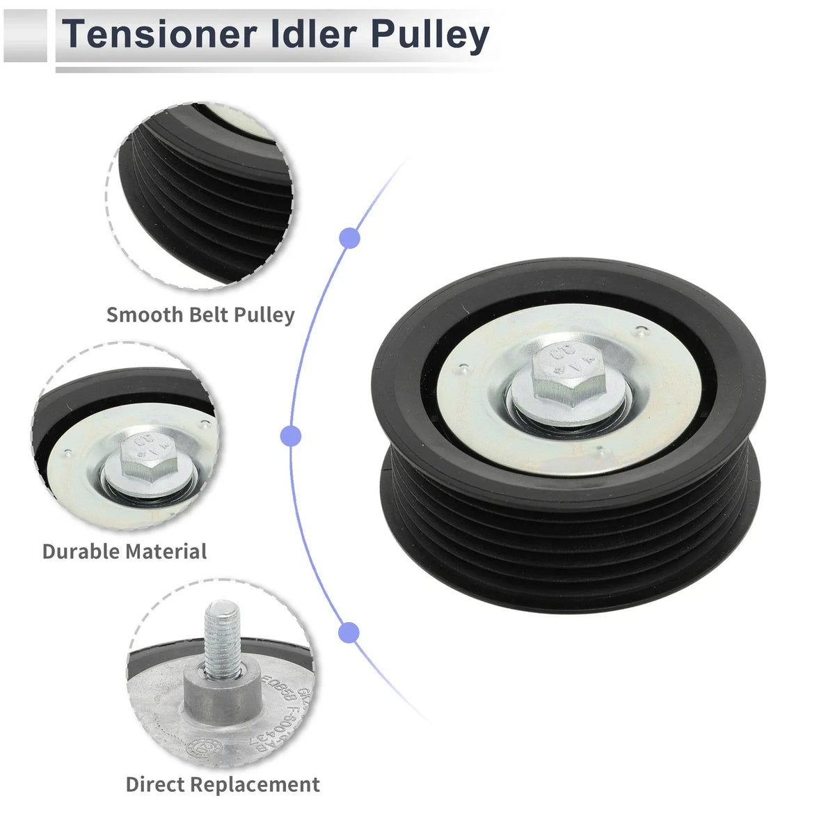 Drive Belt Idler Pulley for Ford Transit (2012–2024) No.BK2119A216AB Black