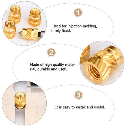 M3 Thread Knurled Brass Heat Resistant Insert Nuts (200-1000Pc)
