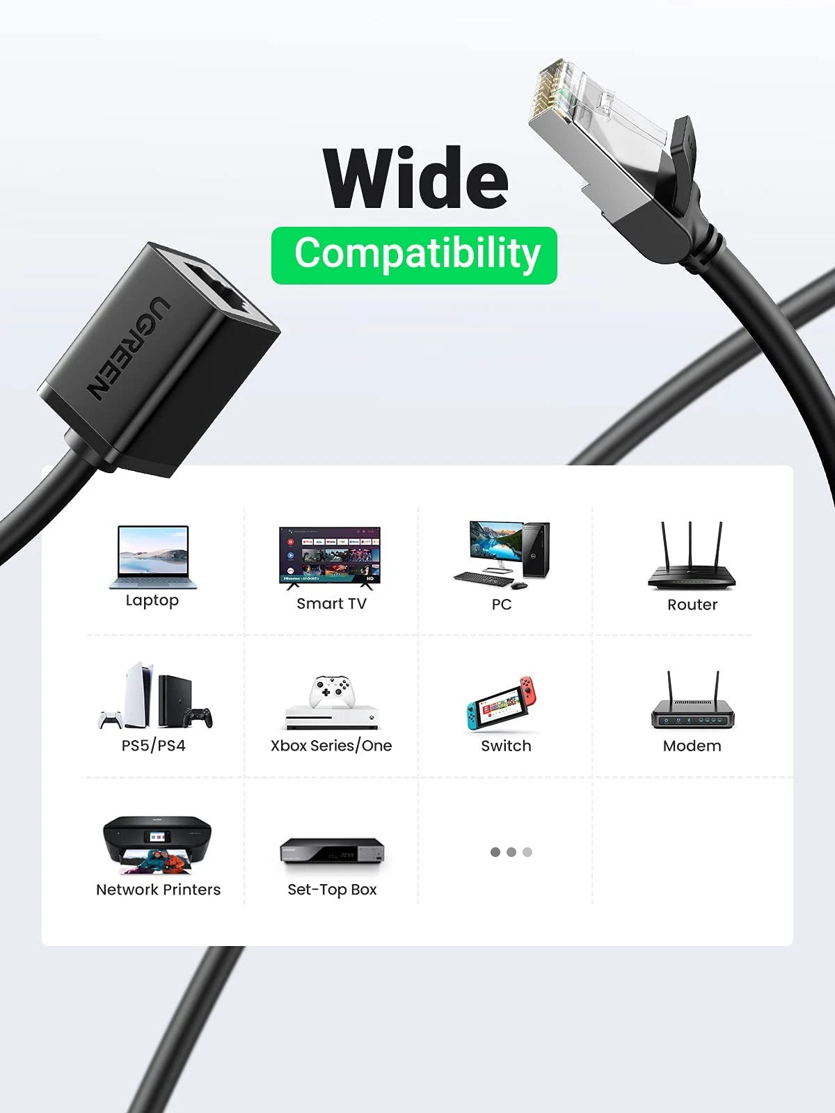 3FT Ethernet Extension Cable Cat6 for UGREEN