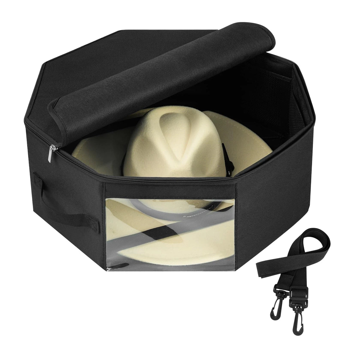Hat Box for Travel & Home Closet Storage - Large, Black