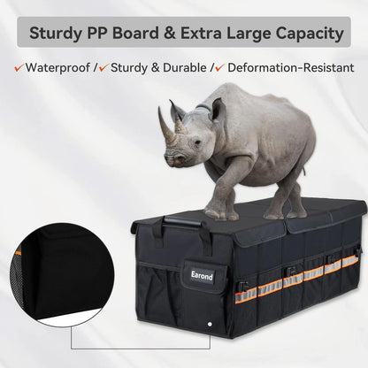 Car Trunk Organizer with Lid for SUV (Collapsible Storage & Securing Straps)