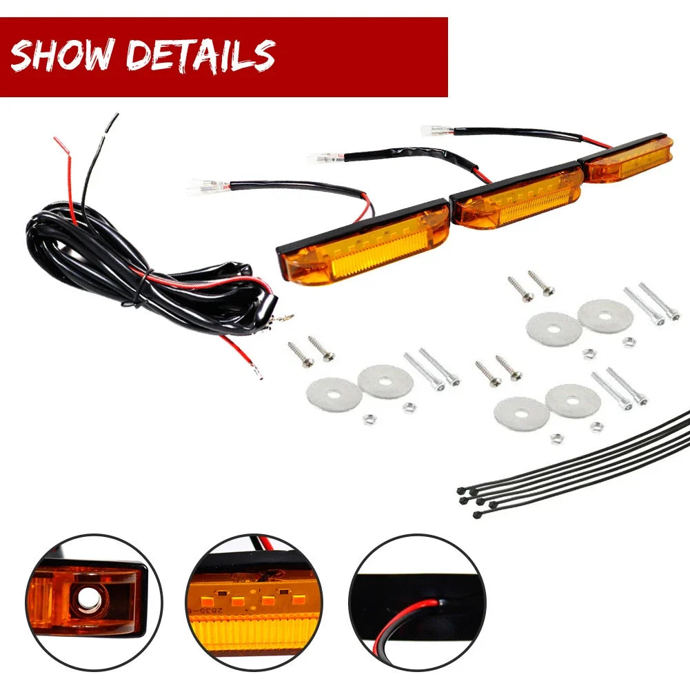 3PCS Amber LED Front Grille DRL Running Lights for Toyota FJ Cruiser (2007–2014)