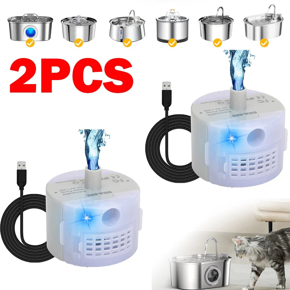 LED Cat Water Dispenser Pump for Pet Drinking Fountain (USB Rechargeable)