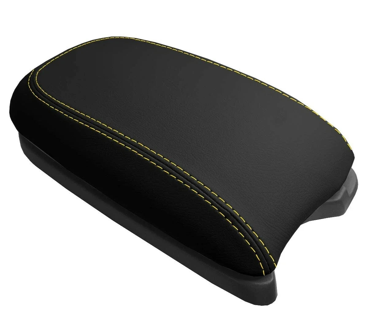 Leather Console Lid Armrest Cover for Hyundai Santa Fe (2001–2006) Yellow Stitch
