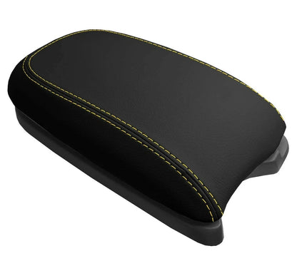 Leather Console Lid Armrest Cover for Hyundai Santa Fe (2001–2006) Yellow Stitch