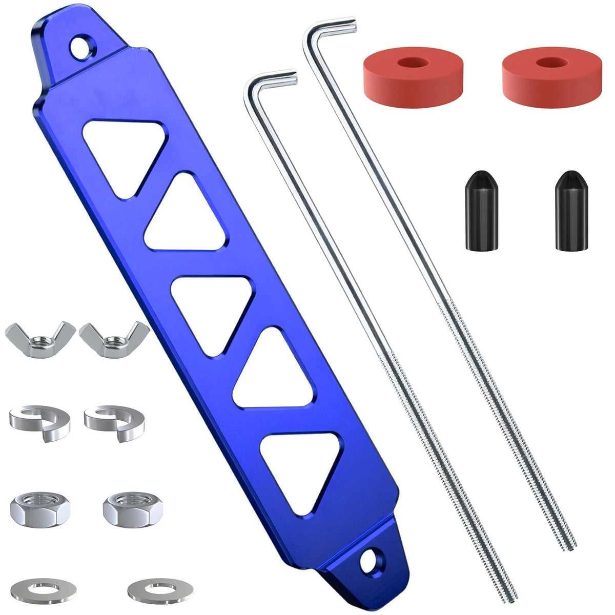 Universal Battery Hold Down Kit Aluminum Bracket with J Bolts for Cars, SUVs
