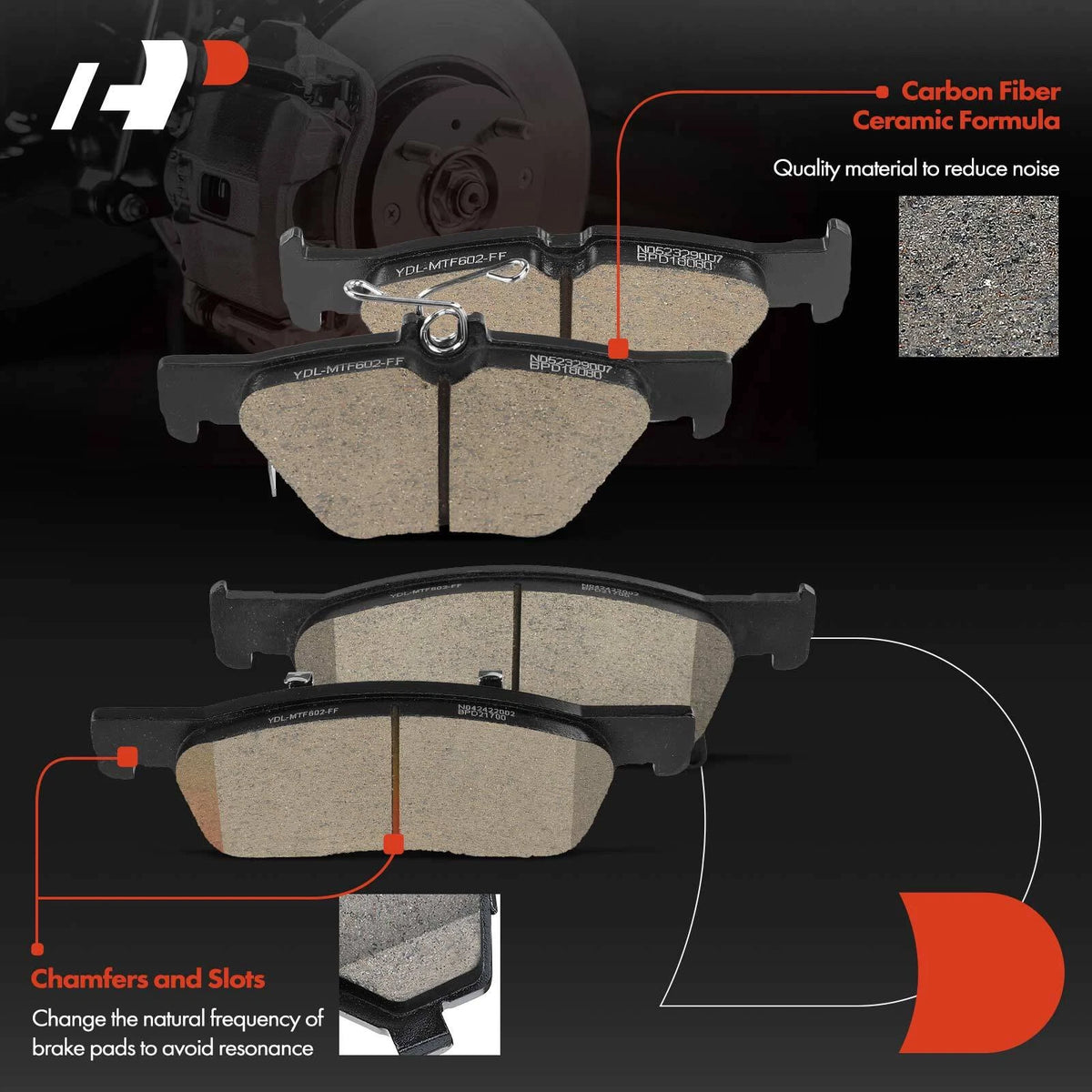 Set of 8 Ceramic Brake Pads for Subaru Ascent (2019–2022) 10518080, D1808, D2170