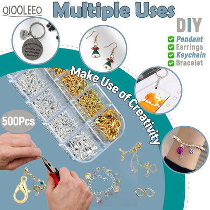 Set of 1200 Open Jump Rings for Jewelry Making - Silver & Gold