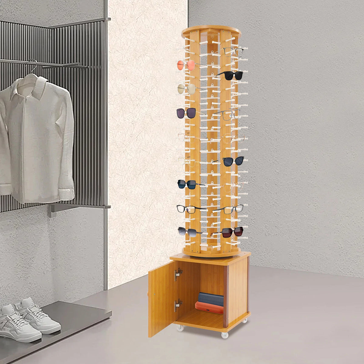 Rotating 90 Pairs Glasses Storage Display Stand for Sunglasses Organizer