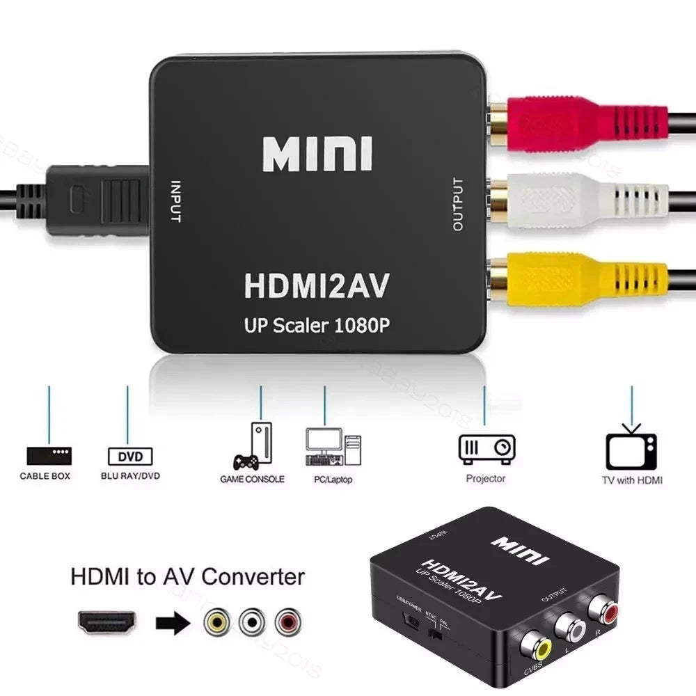 2X HDMI to RCA AV Adapter Converter Cable CVBS 3RCA 1080P Composite Video Audio
