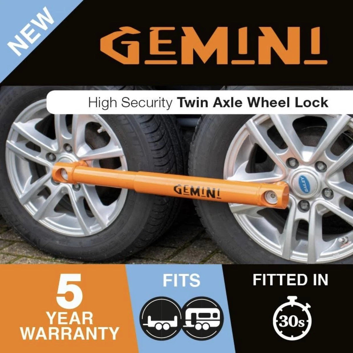 2X Purpleline Gemini Wheel Clamp Lock for Caravan (FGT400)