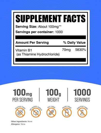 Thiamine HCl Powder for BulkSupplements (Pack of 1)