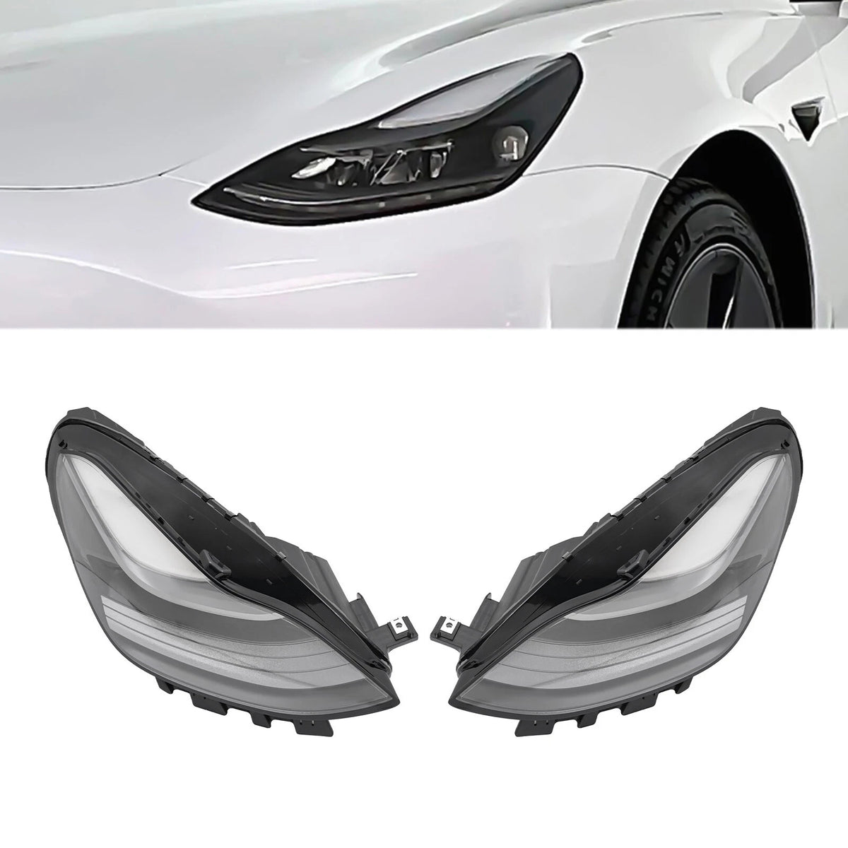 Pair Matrix Headlights for Tesla Model 3/Y (2021–2023) 151495300C, 151495200C