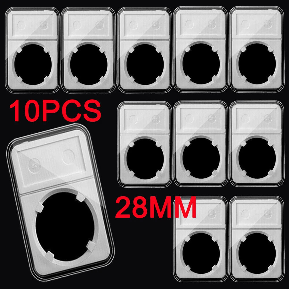 10Pcs 28mm Coin Slab Holder Display Storage Box Case