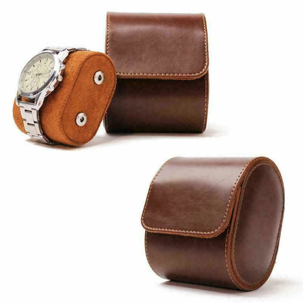 Watch Box for Portable Storage Wristwatch Case (Single, Brown)