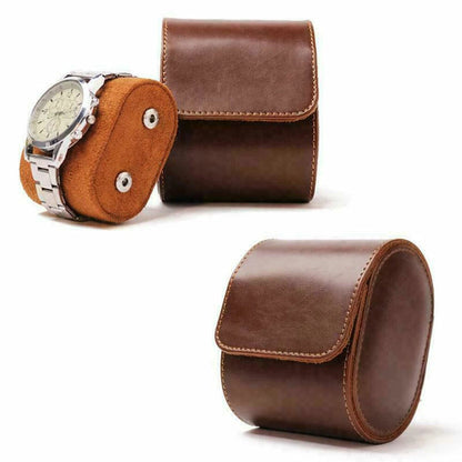 Watch Box for Portable Storage Wristwatch Case (Single, Brown)