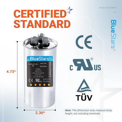 45+10 uF Dual Run Capacitor for AC Units (370V/440V)
