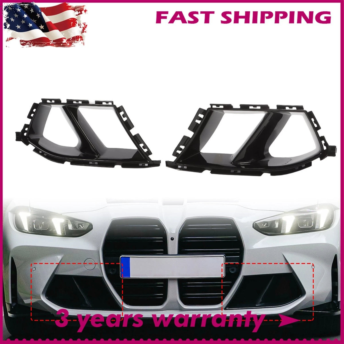 Pair Bumper Vent Grill Air Duct Grille Cover for BMW G80 M3 G82 G83 M4 (2021–2024)