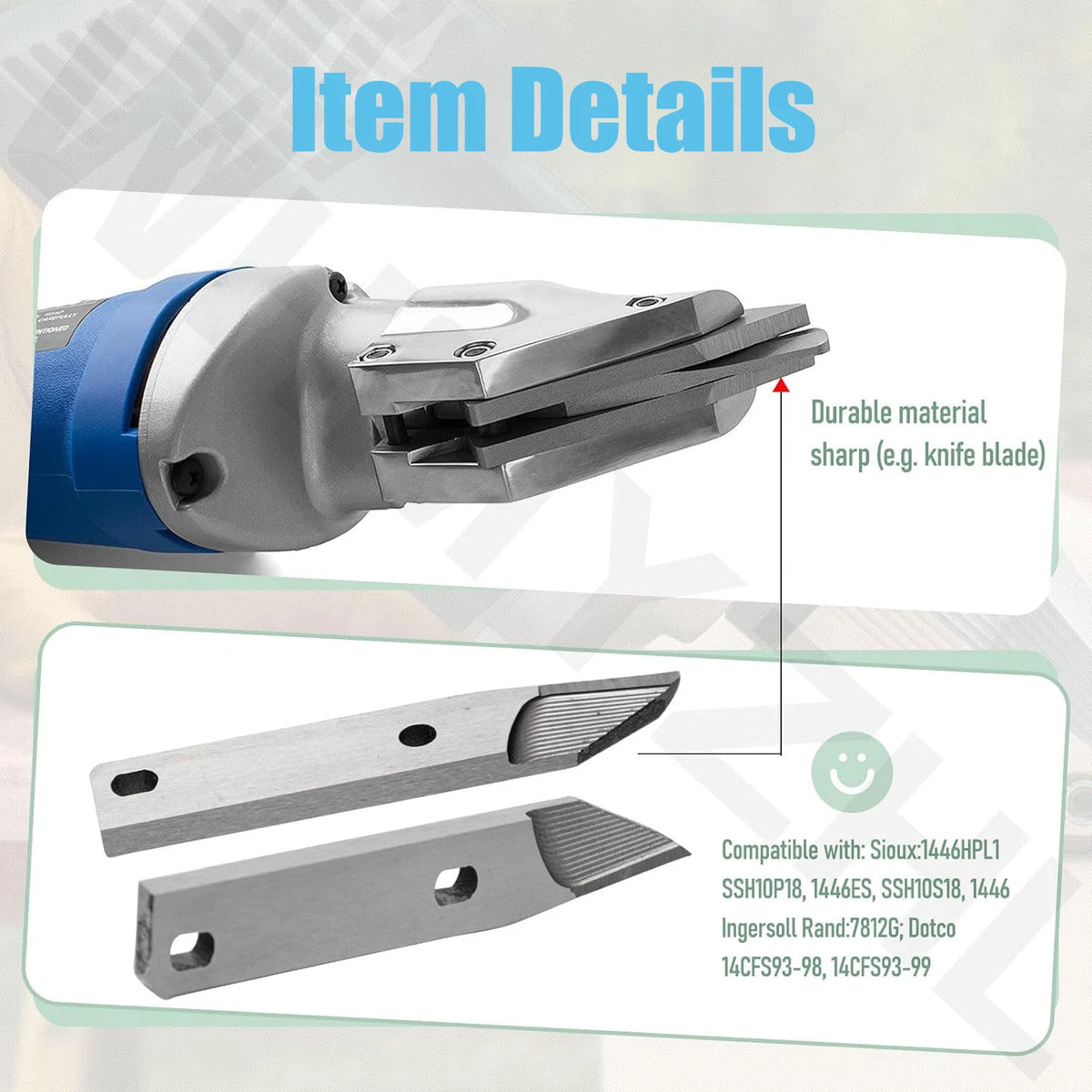 3 Blade Set Air Metal Shear Cutter for Steel Aluminium 18 Gauge