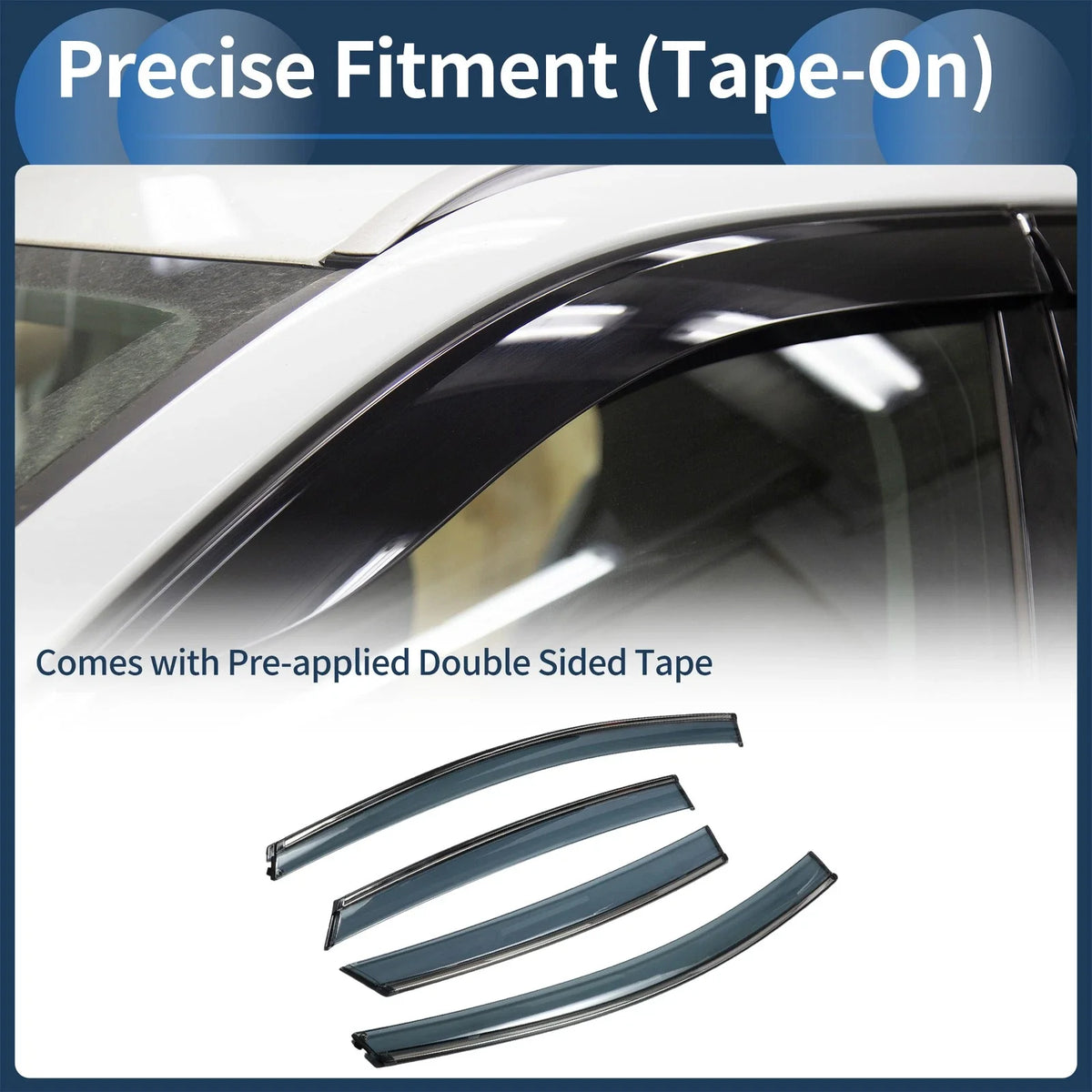 Set of 4 Window Deflectors for Ford Focus (2012–2018) Black Vent Visors