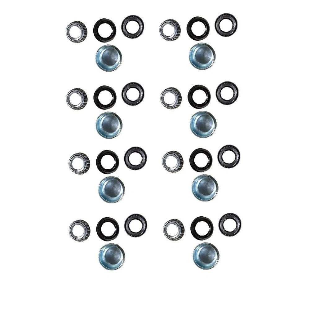 Pack of 8 Trailer Axle Kit with Hubs, Spindles, Seals, Caps & Bearings