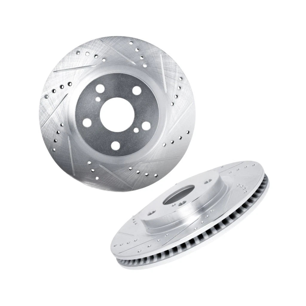 Brake Rotor Set Front for Volvo S60/V70 (2004–2007) ALX-PAU-DF-7002-27021-CLA1, Drilled and Slotted