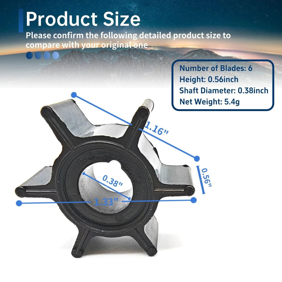 Water Pump Impeller Kit for Mercury Tohatsu 2HP 6HP Outboard Motors