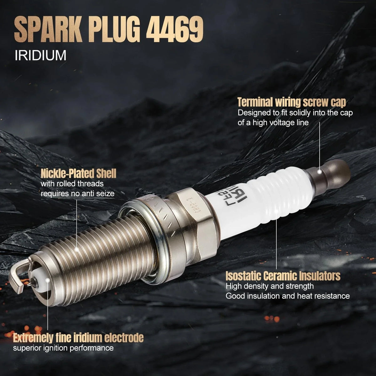 Set of 4 Iridium Spark Plugs for Nissan Pathfinder 2001–2004 3.5L LFR5AIX11 4469