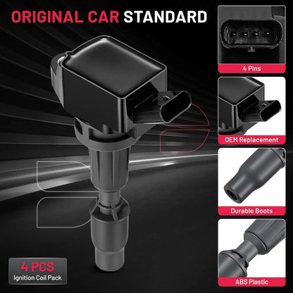 Set of 4 Ignition Coil Packs for Hyundai Sonata Kia Optima (2016–2019) 2.4L 2.0L L4