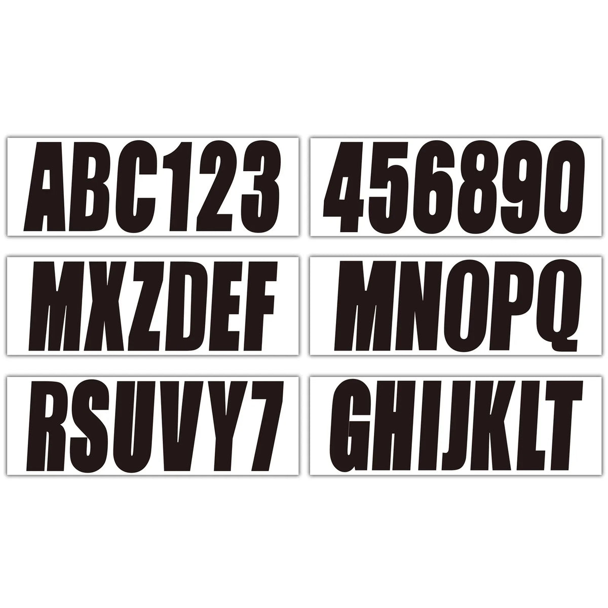 Set of 4 Boat Numbers and Letters Decal Stickers A-Z 0-9 Black 3"