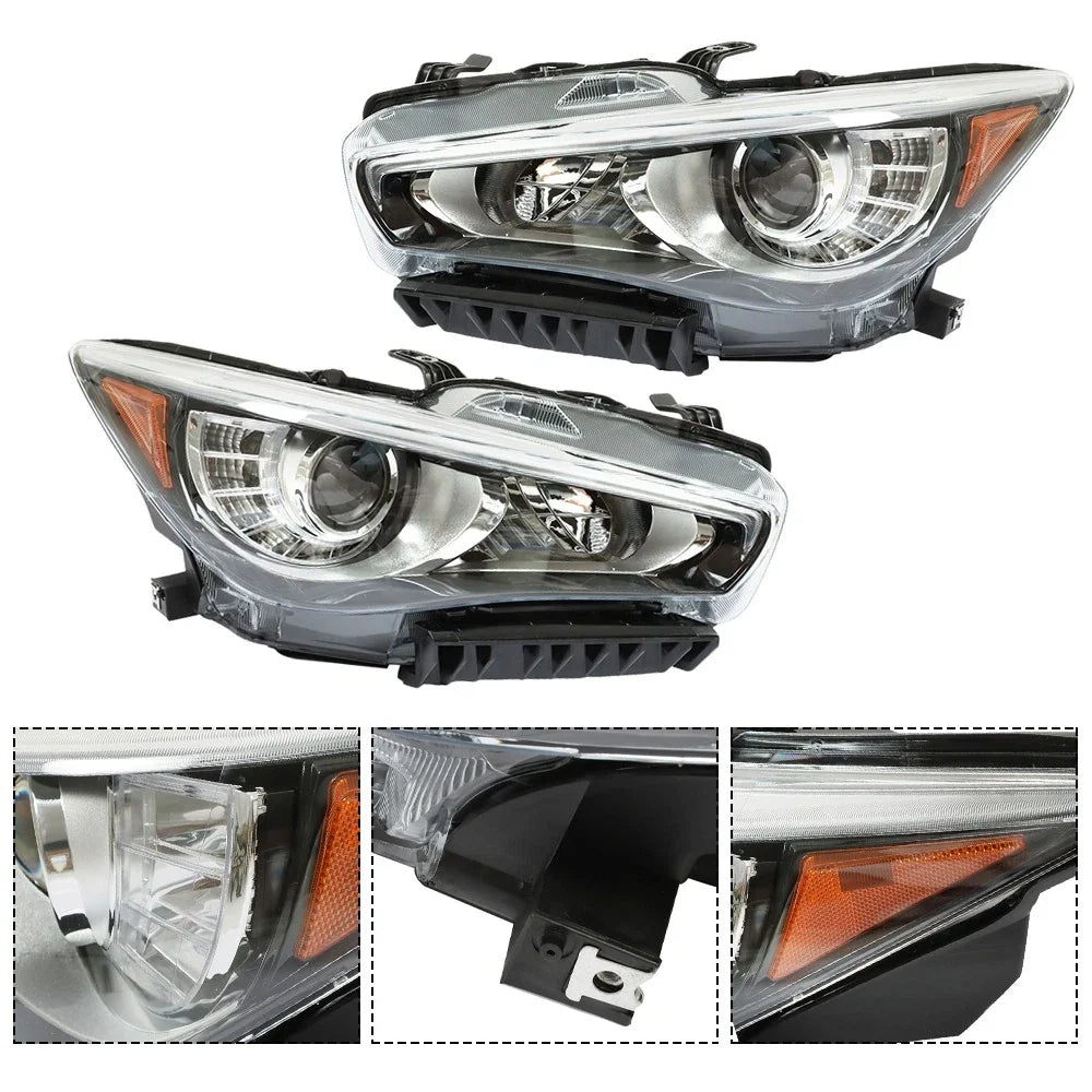 Set of 2 Chrome LED Headlights for Infiniti Q50 (2014–2017)