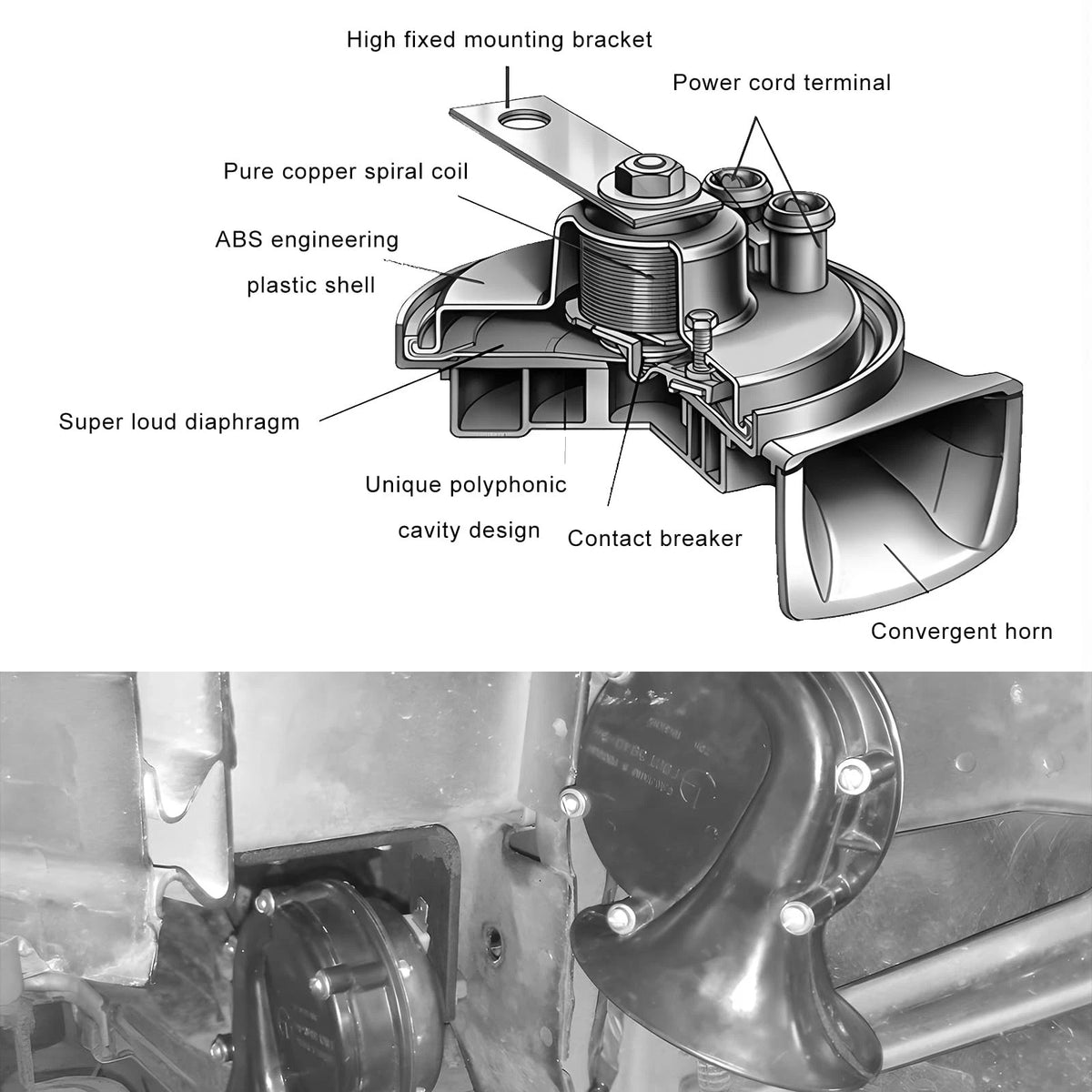Super Loud Train Horn for JNXIJ (12V Waterproof Electric Snail Horn)