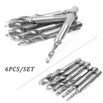 6x HSS Drill Tap Bit Set M3-M10 Countersink Deburr Kit for Metric