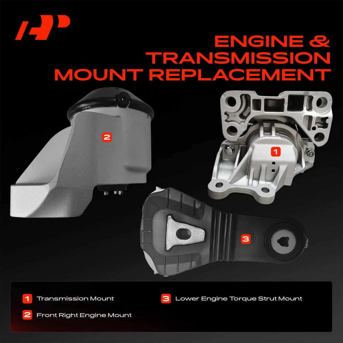 3X Engine & Transmission Torque Strut Mount for Ford Explorer (2011–2021) - DB5Z6038B, FB5Z6038A, EM4140, EM4296, EM4298