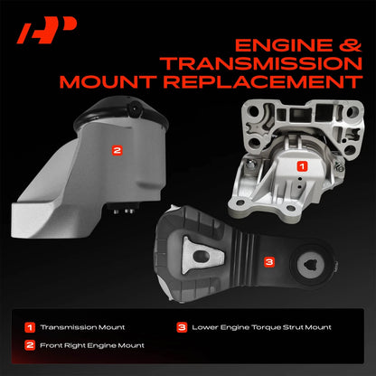 3X Engine & Transmission Torque Strut Mount for Ford Explorer (2011–2021) - DB5Z6038B, FB5Z6038A, EM4140, EM4296, EM4298